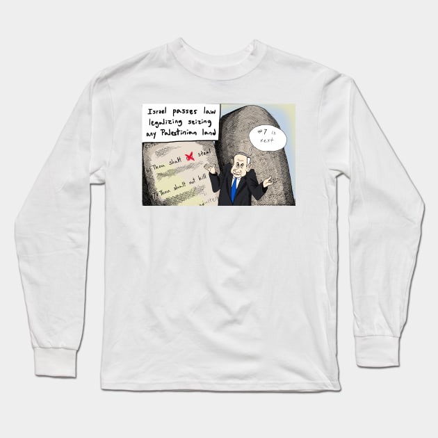 Netanuahu Cartoon Long Sleeve T-Shirt by Felipe.Makes.Cartoons